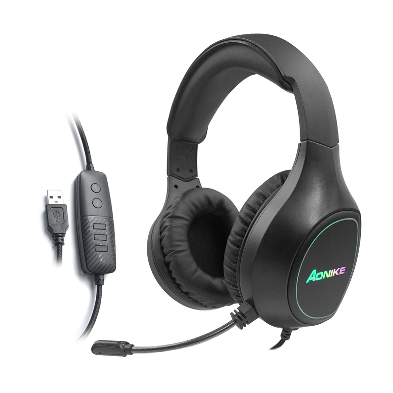 102DB Wired Computer Headphone With Mic USB Led Light